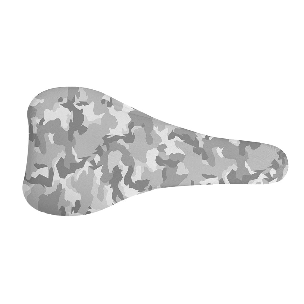 White Snow Camouflage Print Bicycle Seat Cover