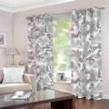 White Snow Camouflage Print Dimout Grommet Curtains