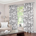 White Snow Camouflage Print Blackout Grommet Curtains