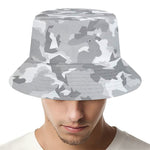 White Snow Camouflage Print Bucket Hat