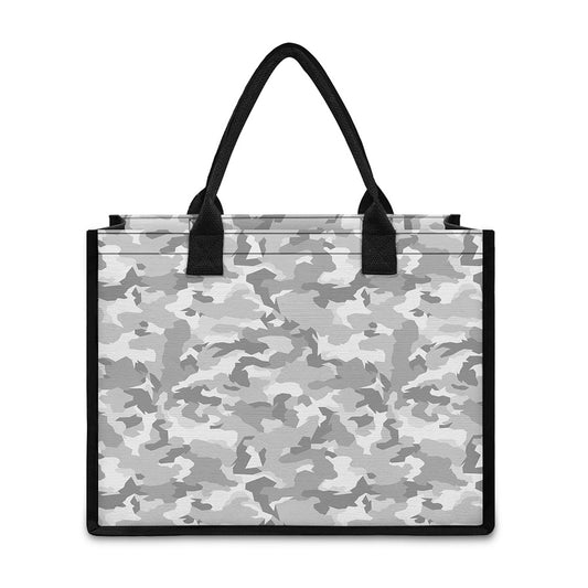 White Snow Camouflage Print Canvas Tote Bag