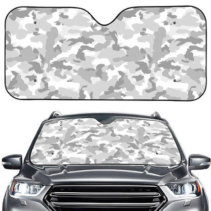White Snow Camouflage Print Car Windshield Sun Shade