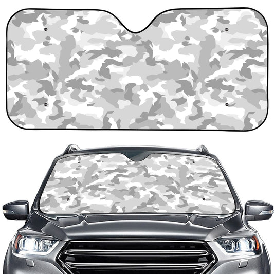 White Snow Camouflage Print Car Windshield Sun Shade