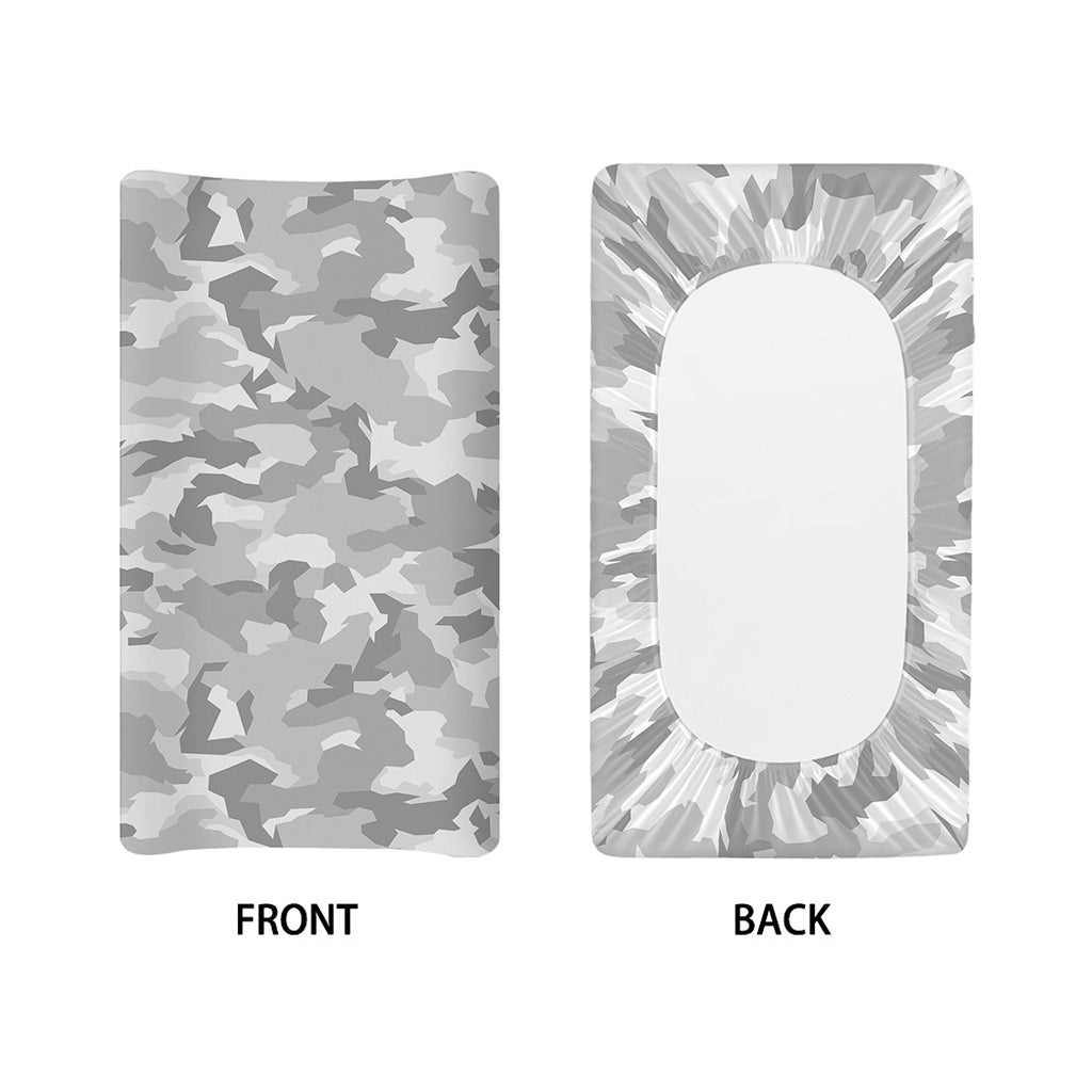 White Snow Camouflage Print Changing Pad Cover