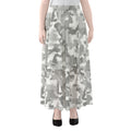 White Snow Camouflage Print Chiffon Maxi Skirt