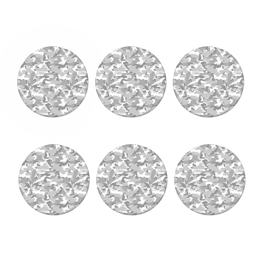 White Snow Camouflage Print Coaster Set
