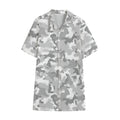 White Snow Camouflage Print Cotton Hawaiian Shirt