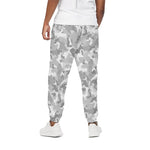White Snow Camouflage Print Cotton Pants