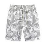 White Snow Camouflage Print Cotton Shorts