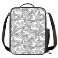 White Snow Camouflage Print Crossbody Lunch Bag