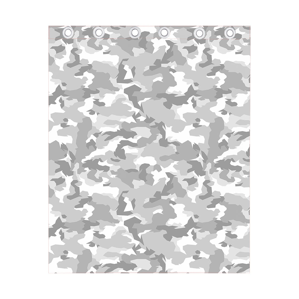 White Snow Camouflage Print Curtain