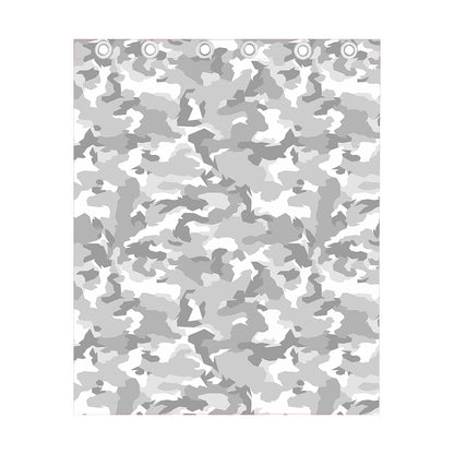 White Snow Camouflage Print Curtain