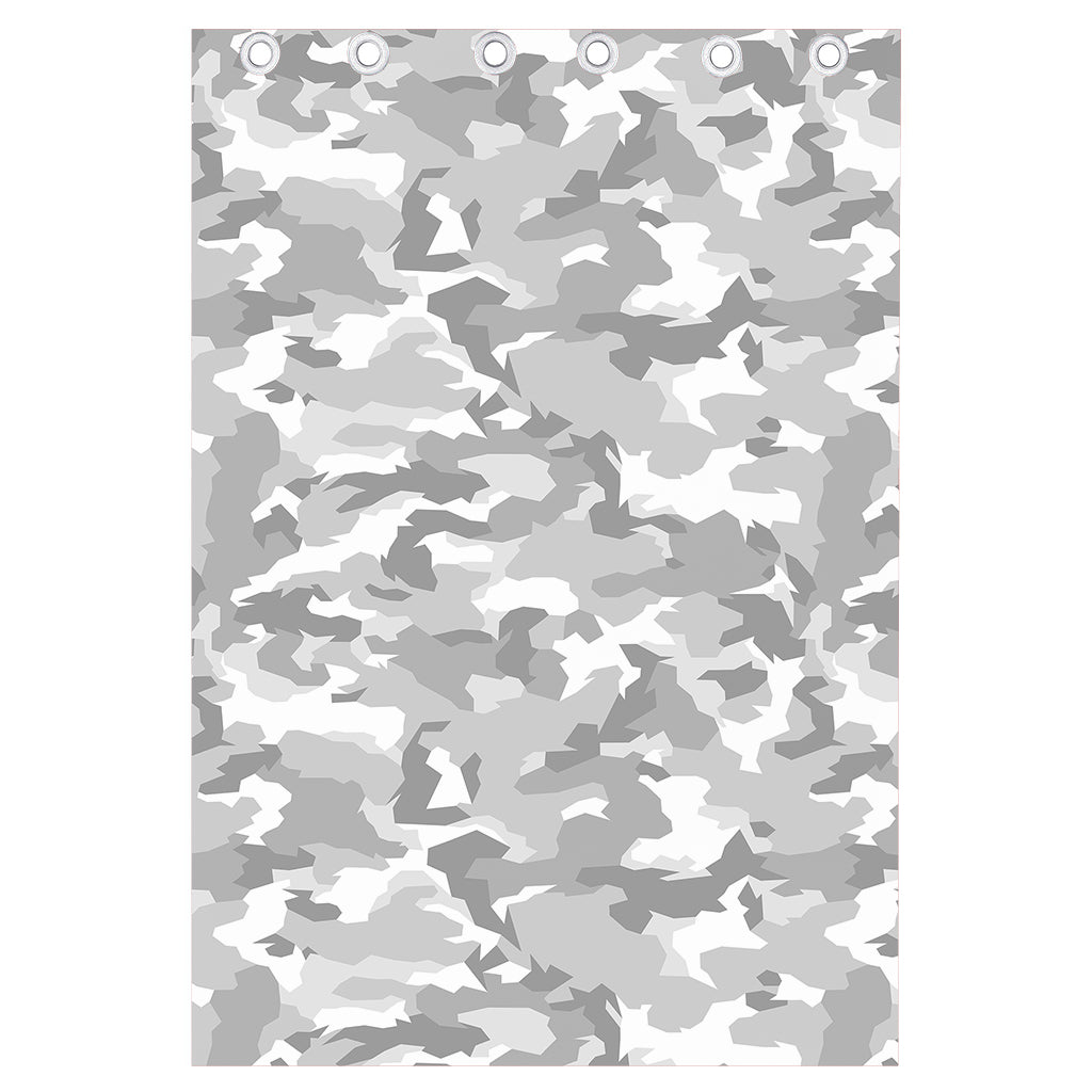 White Snow Camouflage Print Curtain