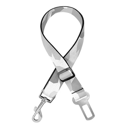 White Snow Camouflage Print Dog Seat Belt