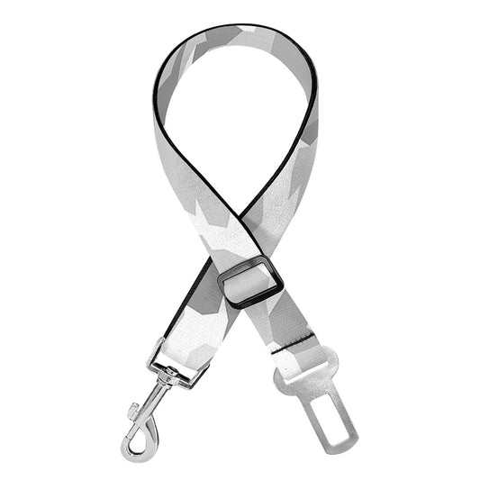 White Snow Camouflage Print Dog Seat Belt