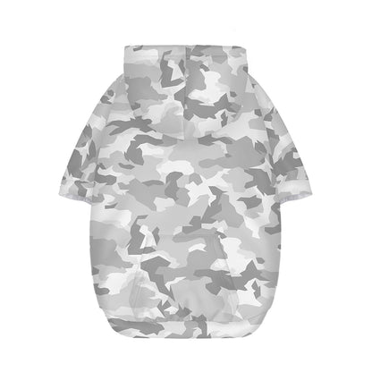 White Snow Camouflage Print Dog Zip Up Hoodie