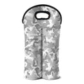 White Snow Camouflage Print Double Neoprene Wine Tote