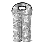 White Snow Camouflage Print Double Neoprene Wine Tote