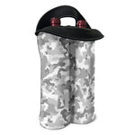 White Snow Camouflage Print Double Neoprene Wine Tote
