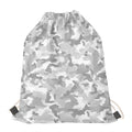 White Snow Camouflage Print Drawstring Bag