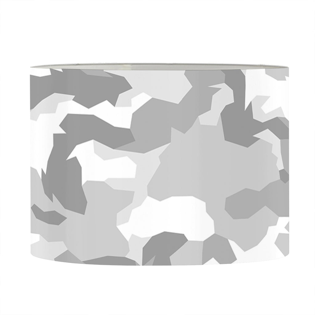 White Snow Camouflage Print Drum Lamp Shade