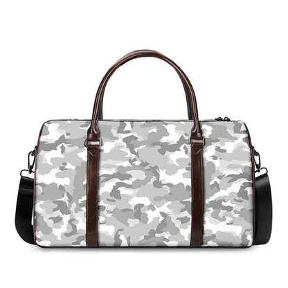 White Snow Camouflage Print Duffle Bag