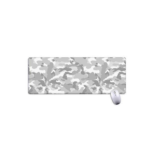 White Snow Camouflage Print Extended Mouse Pad