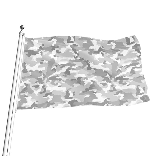 White Snow Camouflage Print Flag