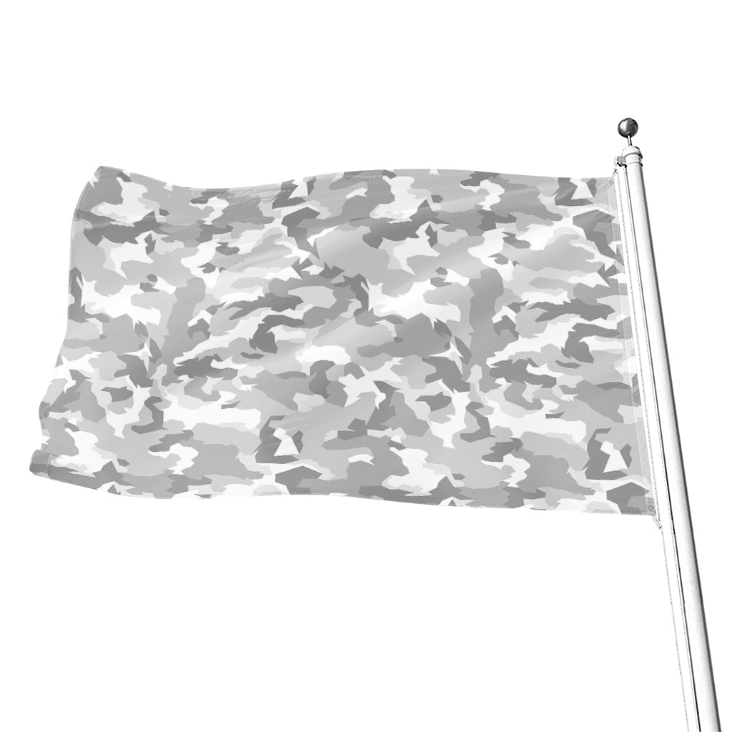 White Snow Camouflage Print Flag