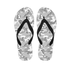 White Snow Camouflage Print Flip Flops