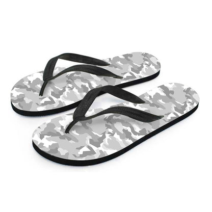 White Snow Camouflage Print Flip Flops