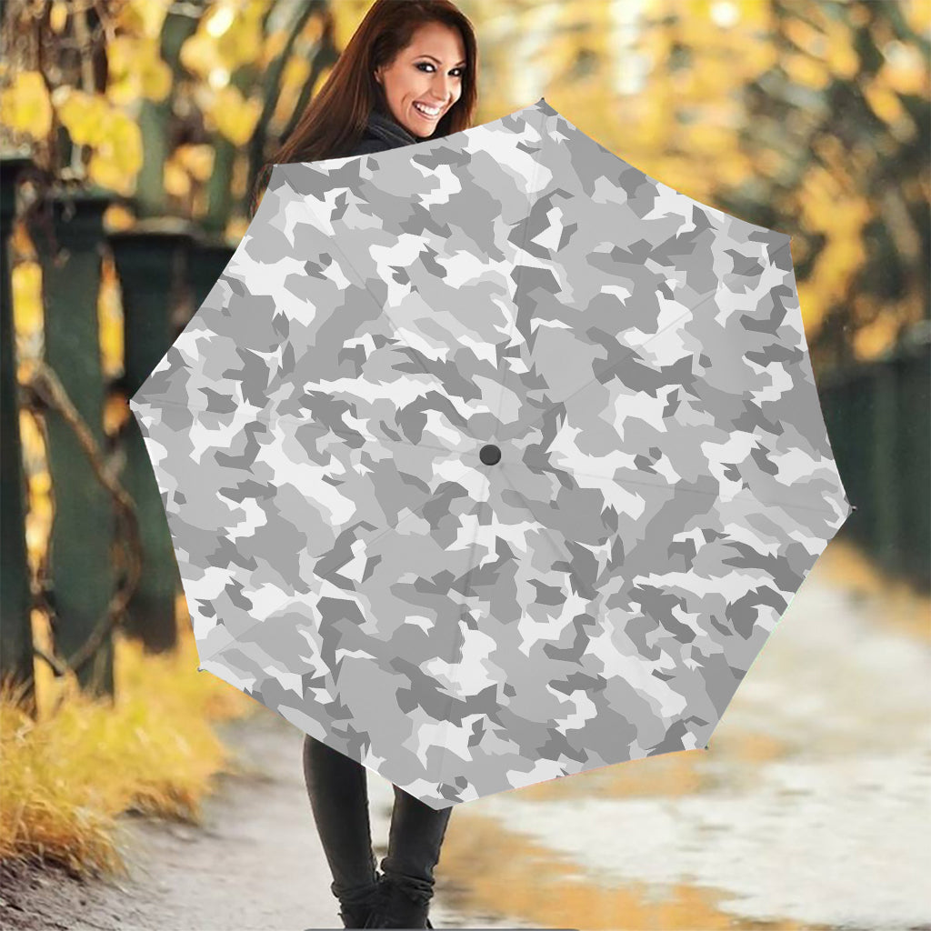 White Snow Camouflage Print Foldable Umbrella