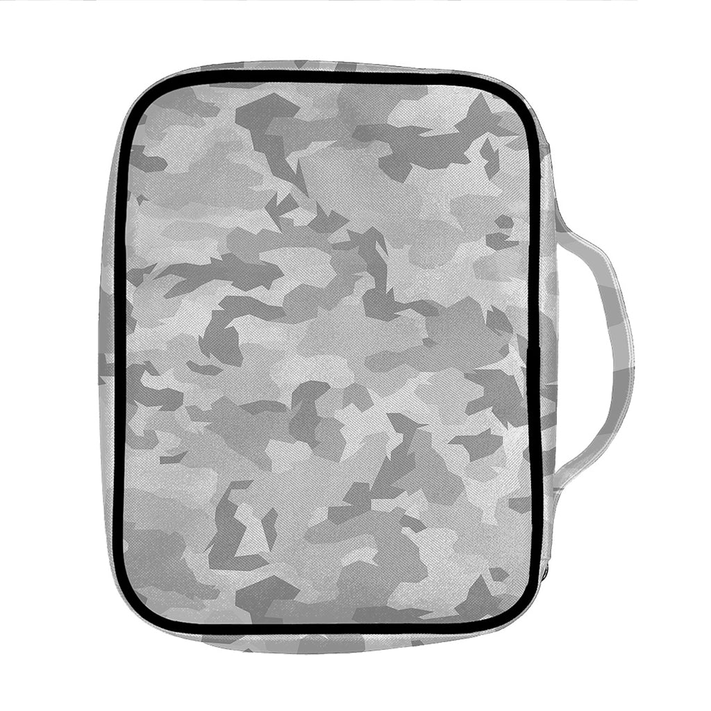 White Snow Camouflage Print Front Pocket Bible Bag
