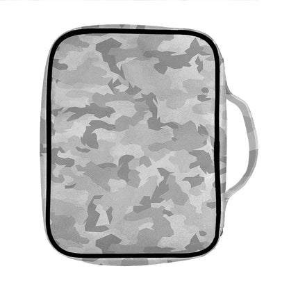 White Snow Camouflage Print Front Pocket Bible Bag