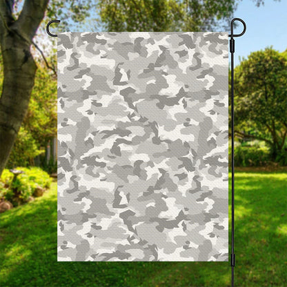 White Snow Camouflage Print Garden Flag