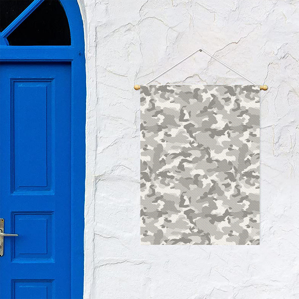 White Snow Camouflage Print Garden Flag