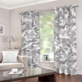 White Snow Camouflage Print Grommet Curtains