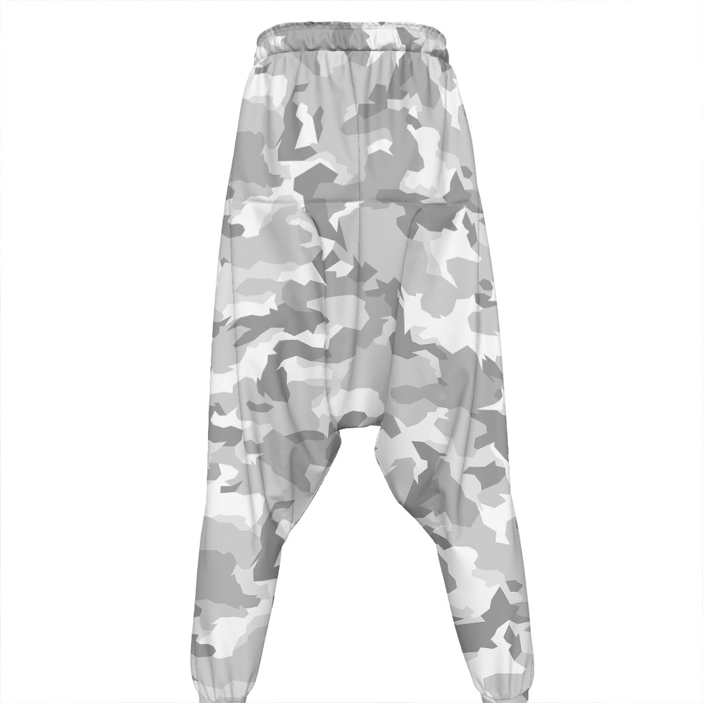 White Snow Camouflage Print Hammer Pants