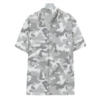 White Snow Camouflage Print Hawaiian Shirt
