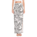 White Snow Camouflage Print High Slit Maxi Skirt