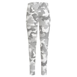 White Snow Camouflage Print High-Waisted Pocket Leggings