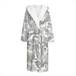 White Snow Camouflage Print Hooded Bathrobe
