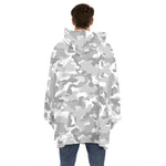 White Snow Camouflage Print Hoodie Blanket