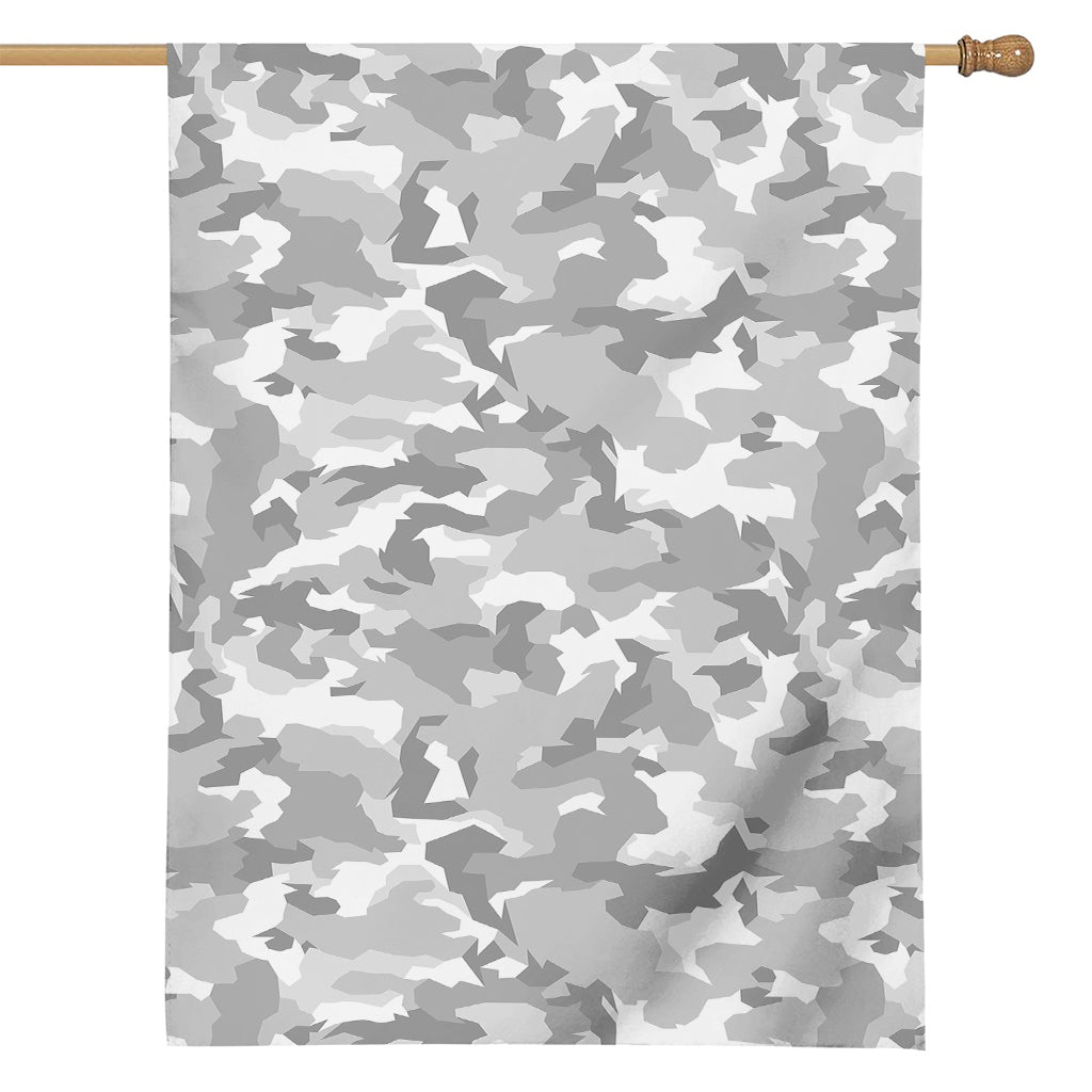 White Snow Camouflage Print House Flag