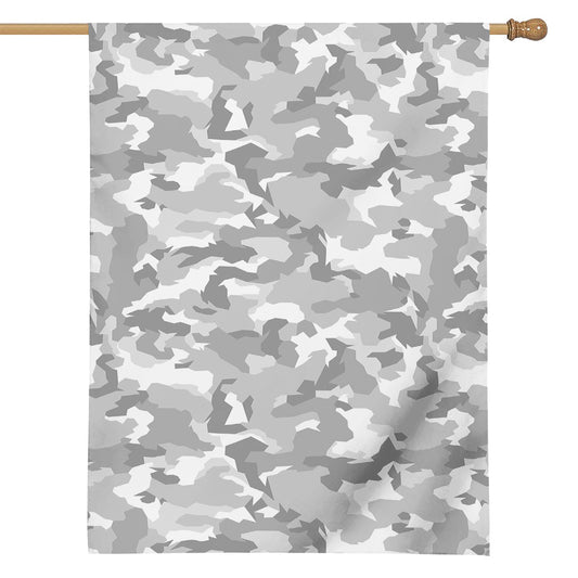 White Snow Camouflage Print House Flag