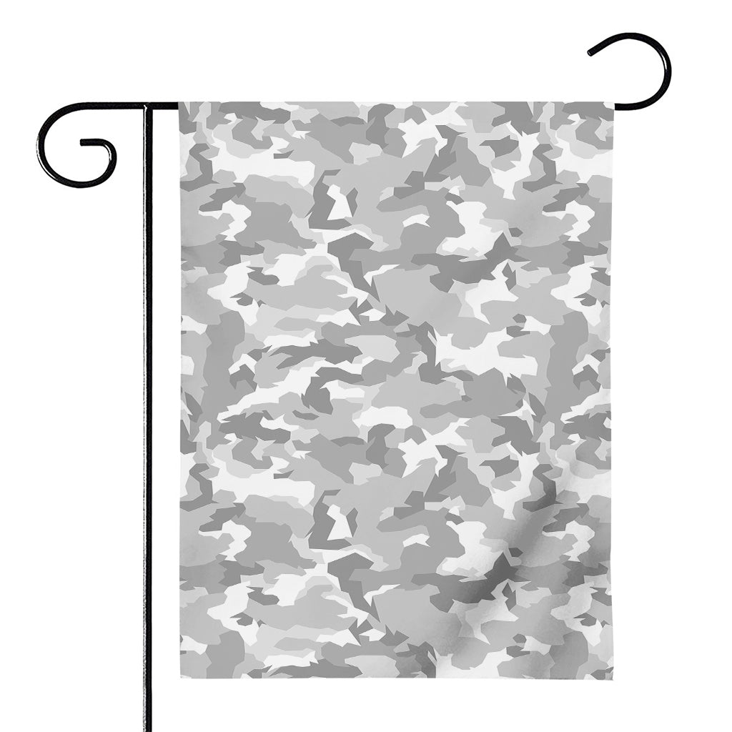 White Snow Camouflage Print House Flag