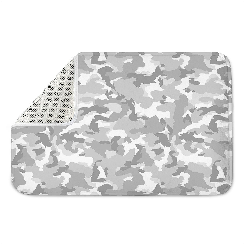 White Snow Camouflage Print Indoor Door Mat