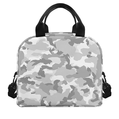 White Snow Camouflage Print Insulated Lunch Bag