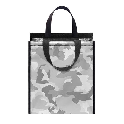 White Snow Camouflage Print Insulated Lunch Tote