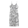 White Snow Camouflage Print Jersey Midi Cami Dress